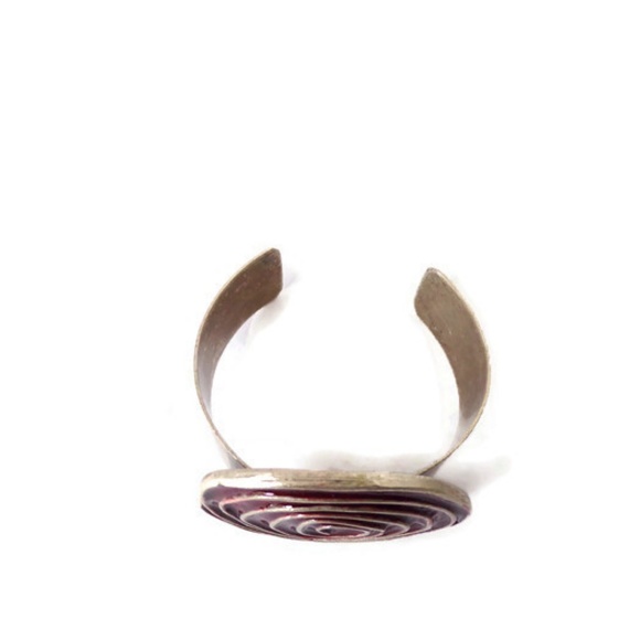 Cuff Bracelet with Enamel Painted Rosette J885 - Picture 5 of 6